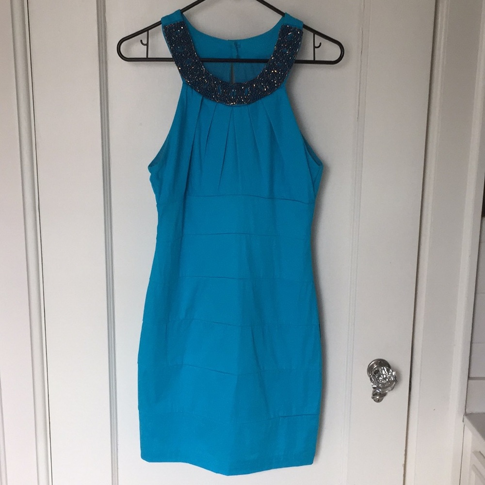 B Darlin Beaded Collar Cocktail Dress